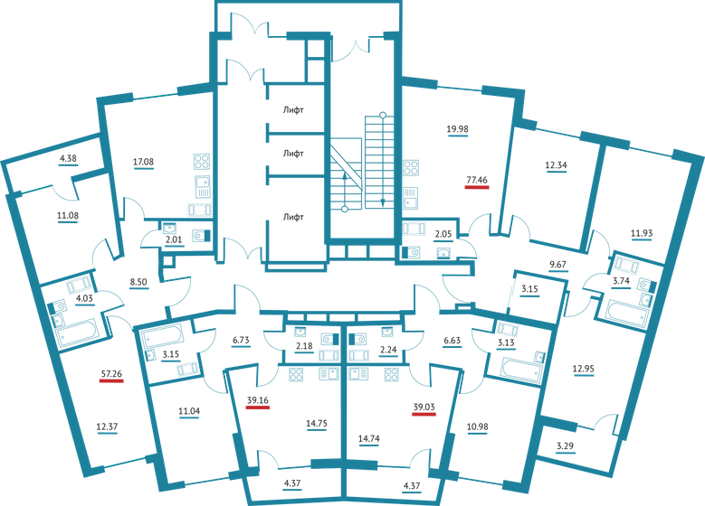 39,8 м², 1-комнатная квартира 6 076 350 ₽ - изображение 27