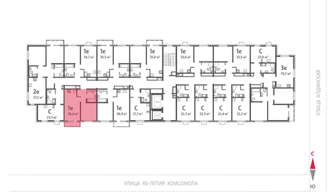 Квартира 36,4 м², 1-комнатная - изображение 3