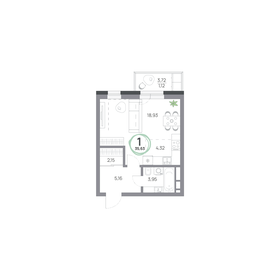 Квартира 35,6 м², 1-комнатная - изображение 1