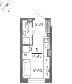 Квартира 14,5 м², студия - изображение 1