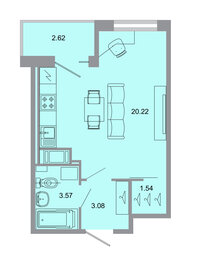 Квартира 29,1 м², студия - изображение 1