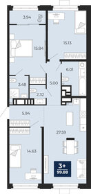 Квартира 99,9 м², 3-комнатная - изображение 1