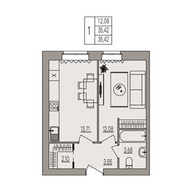 Квартира 35,4 м², 1-комнатная - изображение 1