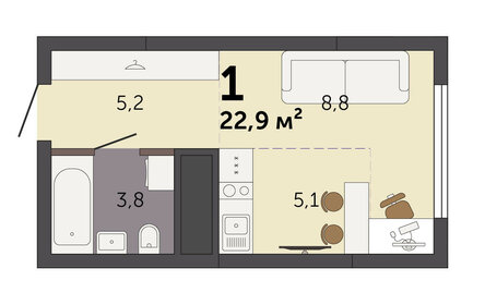 Квартира 22,9 м², студия - изображение 2