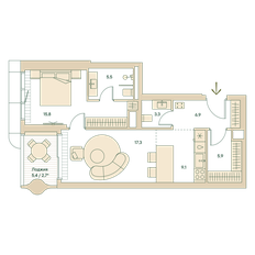 Квартира 65,3 м², 2-комнатная - изображение 3