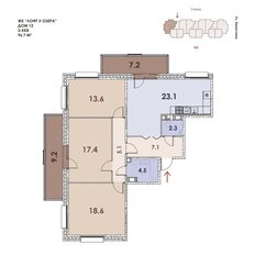 Квартира 96,7 м², 3-комнатная - изображение 1