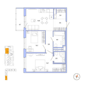 Квартира 58 м², 2-комнатная - изображение 1
