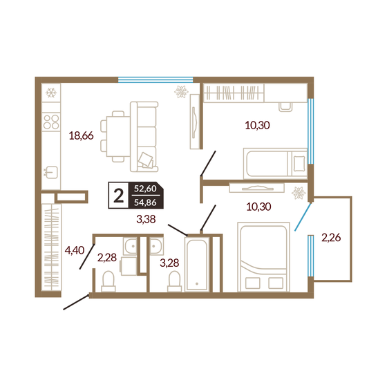 53,2 м², 2-комнатная квартира 5 100 000 ₽ - изображение 77