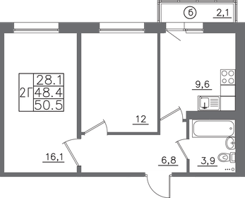Квартира 50,5 м², 2-комнатная - изображение 1