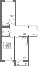 Квартира 68,6 м², 2-комнатная - изображение 1