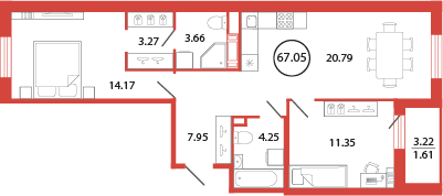 74,5 м², 3-комнатная квартира 10 800 000 ₽ - изображение 66