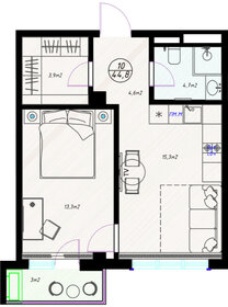 Квартира 44,6 м², 1-комнатная - изображение 1