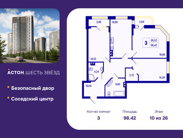 Квартира 98,4 м², 3-комнатная - изображение 1