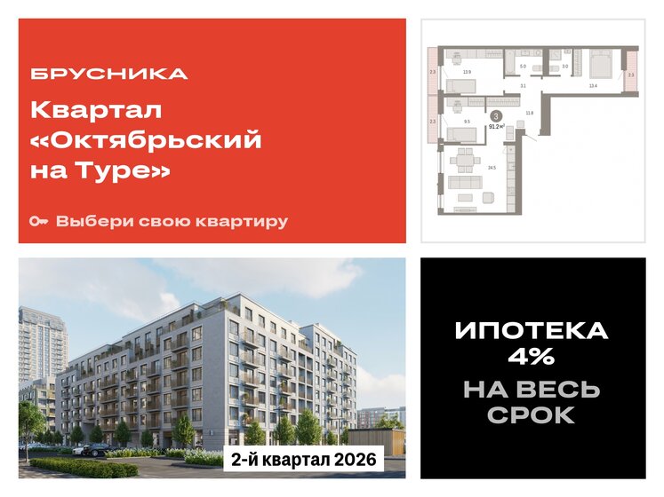 91,3 м², 3-комнатная квартира 11 330 000 ₽ - изображение 31