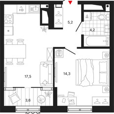 Квартира 45 м², 1-комнатная - изображение 3