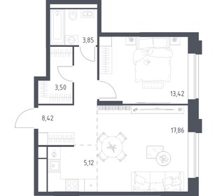 Квартира 52,2 м², 1-комнатная - изображение 1