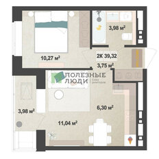 Квартира 39,3 м², 2-комнатная - изображение 1