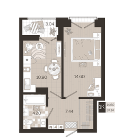 Квартира 37,1 м², 1-комнатная - изображение 1