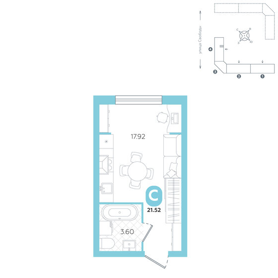 22,7 м², квартира-студия 2 850 000 ₽ - изображение 73