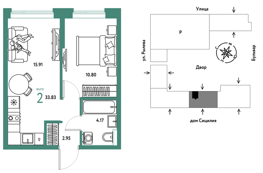 35,1 м², 2-комнатная квартира 5 150 000 ₽ - изображение 25