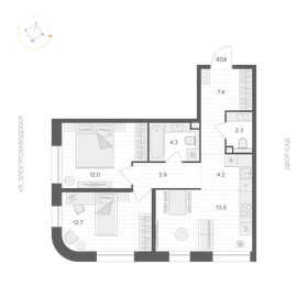 Квартира 60,6 м², 3-комнатная - изображение 1