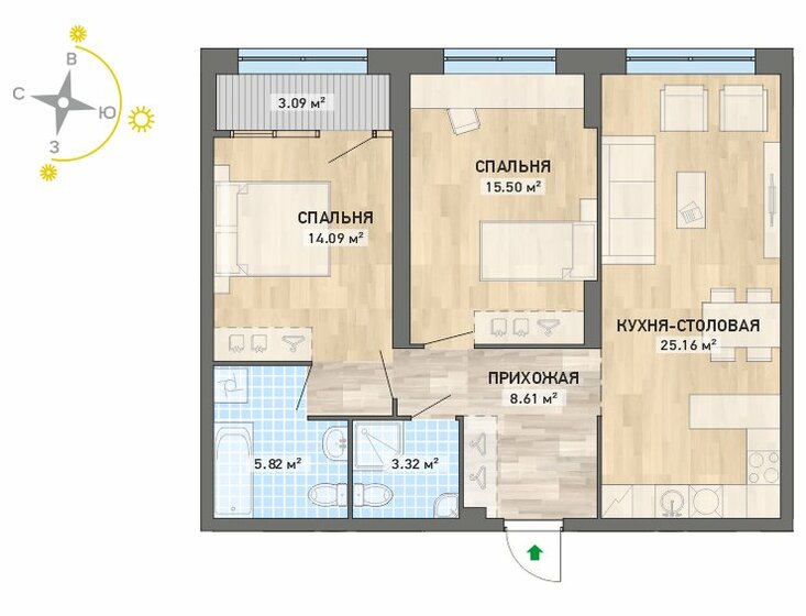 75,6 м², 2-комнатная квартира 14 250 000 ₽ - изображение 1