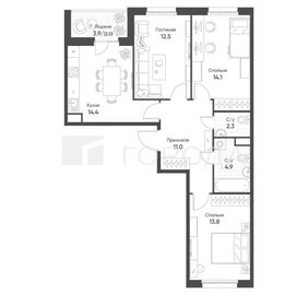 Квартира 75 м², 3-комнатная - изображение 1