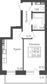Квартира 36,9 м², 1-комнатная - изображение 1