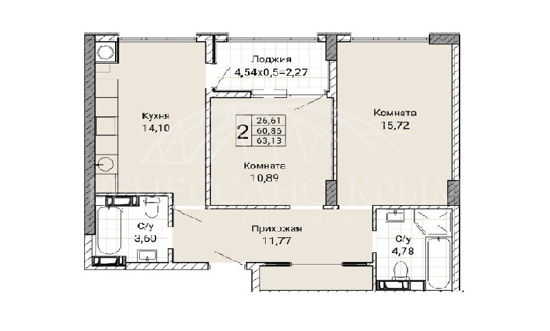 62,2 м², 2-комнатная квартира 12 800 000 ₽ - изображение 53