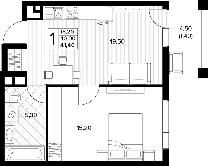 41,4 м², 1-комнатная квартира 10 432 800 ₽ - изображение 57