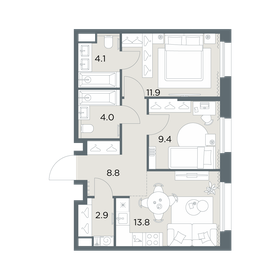 Квартира 54,9 м², 2-комнатная - изображение 1