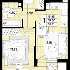 Квартира 39,7 м², 1-комнатная - изображение 2