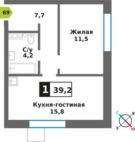 Квартира 39,2 м², 1-комнатная - изображение 1