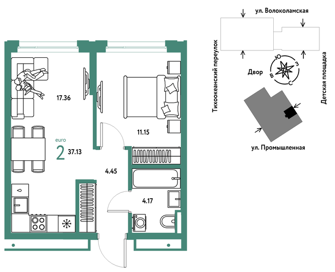 37,1 м², 2-комнатная квартира 6 740 000 ₽ - изображение 15