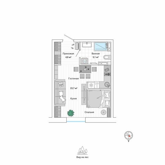 33,3 м², квартира-студия 7 433 000 ₽ - изображение 25