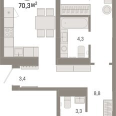 Квартира 70,3 м², 2-комнатная - изображение 3