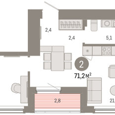 Квартира 71,2 м², 2-комнатная - изображение 3