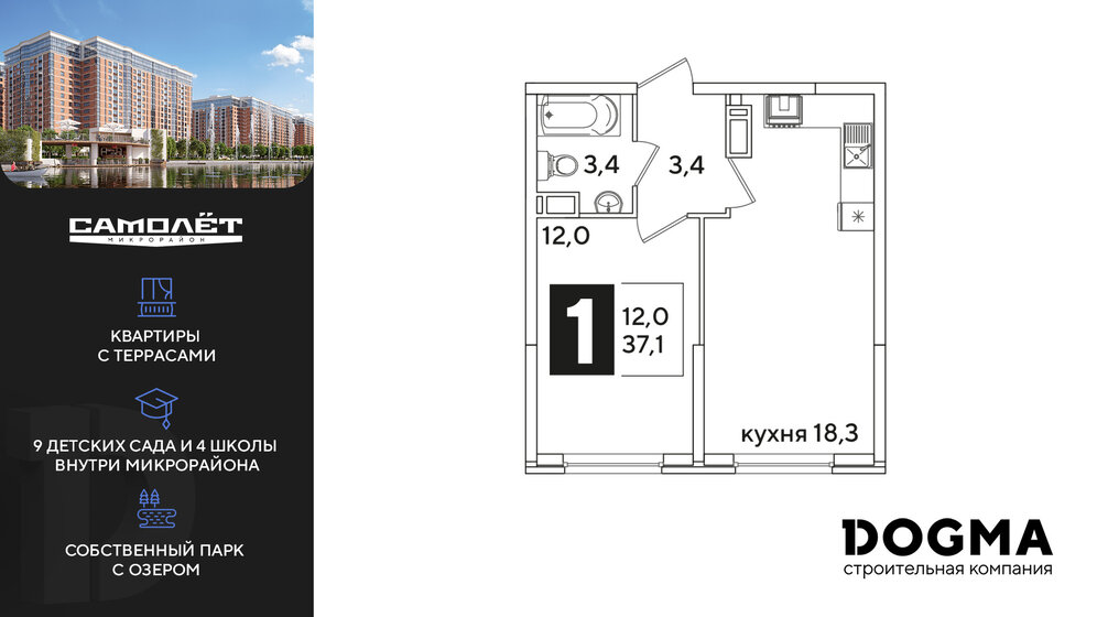 37,1 м², 1-комнатная квартира 5 350 000 ₽ - изображение 11