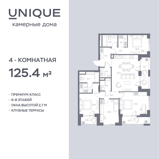 142 м², 3-комнатная квартира 64 900 000 ₽ - изображение 86