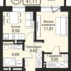 Квартира 35,2 м², 1-комнатная - изображение 4