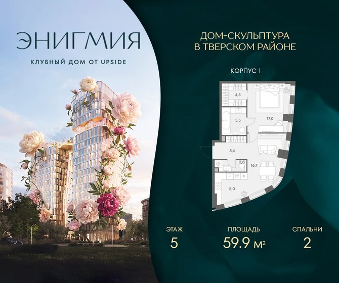 59,9 м², 2-комнатная квартира 83 237 040 ₽ - изображение 1