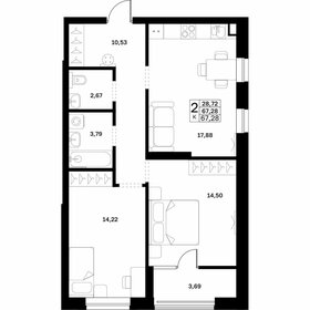Квартира 67,3 м², 2-комнатная - изображение 1