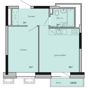 Квартира 37,5 м², 1-комнатная - изображение 1