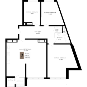 Квартира 118,4 м², 3-комнатная - изображение 1