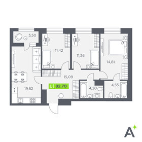 Квартира 82,7 м², 3-комнатная - изображение 1