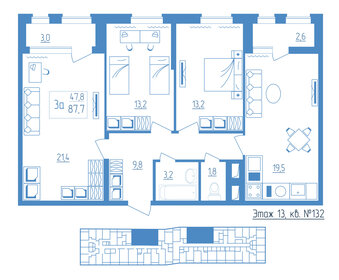 Квартира 87,7 м², 3-комнатная - изображение 1