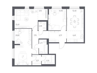 Квартира 100,3 м², 3-комнатная - изображение 1