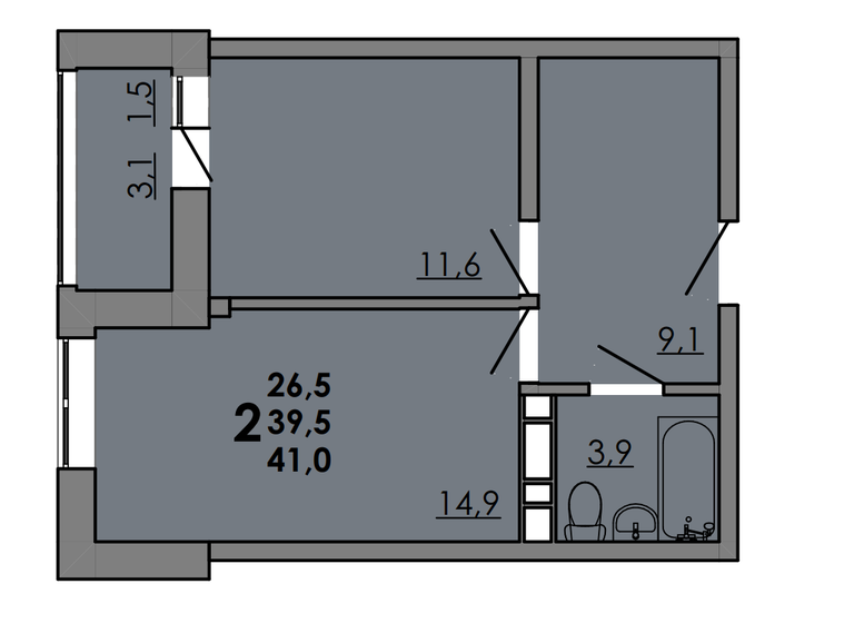 41 м², 2-комнатная квартира 5 330 000 ₽ - изображение 16