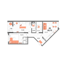 Квартира 65,8 м², 2-комнатная - изображение 1