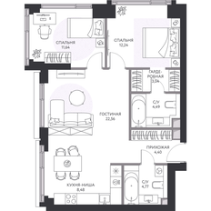 Квартира 72,5 м², 2-комнатная - изображение 3